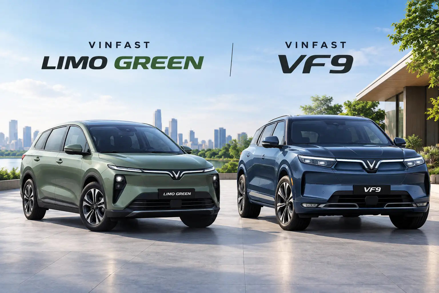 so sánh xe 7 chỗ điện Limo Green và VF9 VinFast